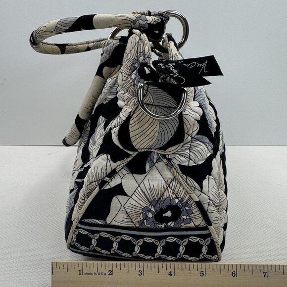 Vera Bradley Womens Black White Camellia Floral Quilted Purse Shoulder Bag - Picture 13 of 16